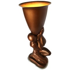Nude Bronze Modern Male Torchiere Lamp