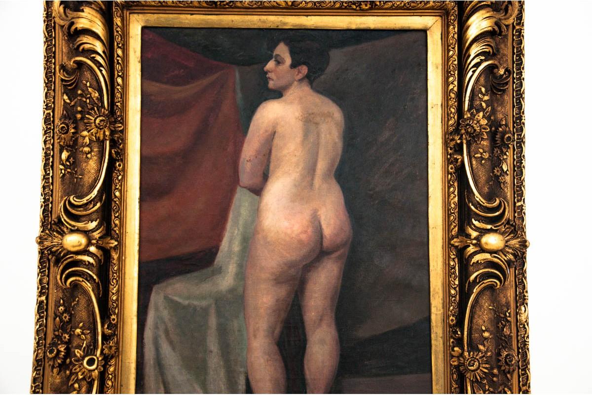 Nude, Józef Krzyzanski (1898-1987), 1929, oil on canvas.

Dimensions: with a frame, height 113 cm x 86cm, without frame 77 cm x51 cm

He studied at the Academy of Fine Arts in Krakow, and then at its branch in Paris with J. Pankiewicz. He