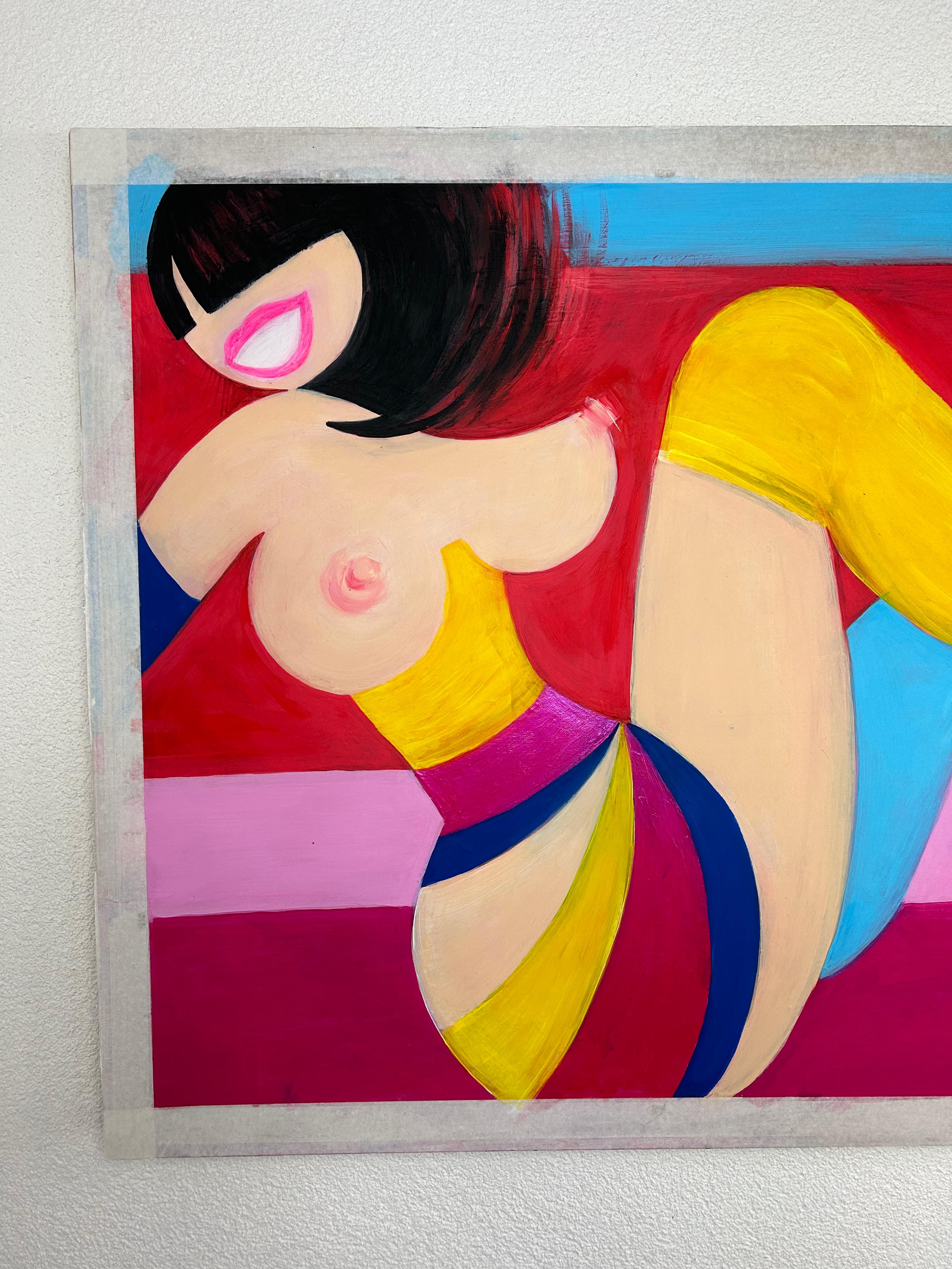 Acrylic Nude lady by Juraj Huliak For Sale
