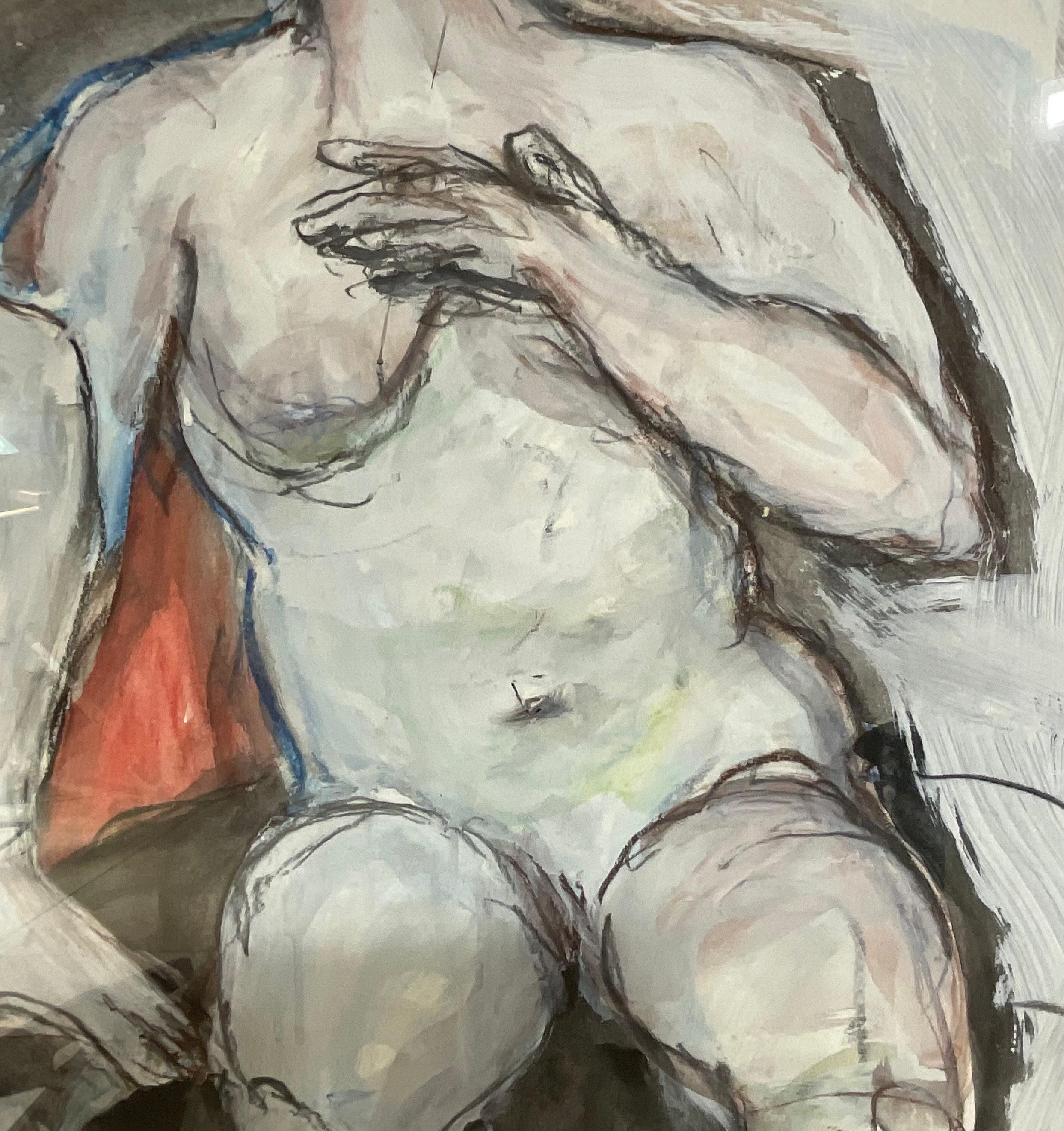 Nudo femminile sdraiato / Acquerello su carta di Pamela Melvin in vendita 2