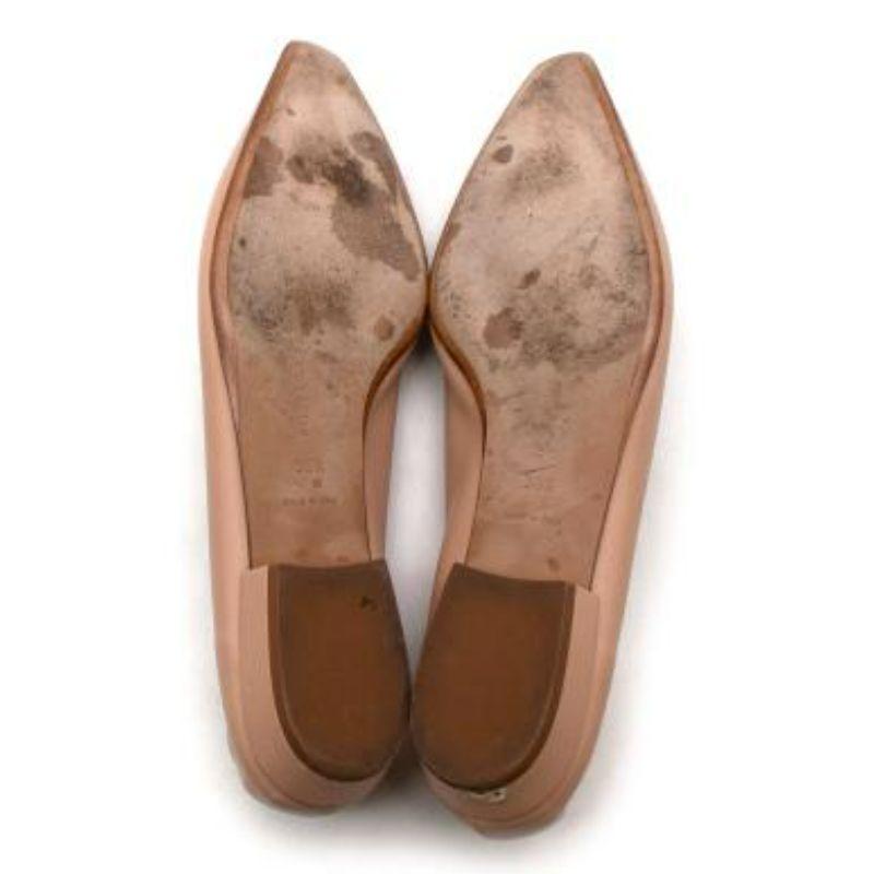 nude leather Almond flat pumps For Sale 1