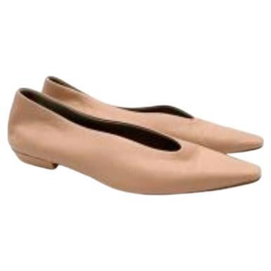 nude leather Almond flat pumps For Sale