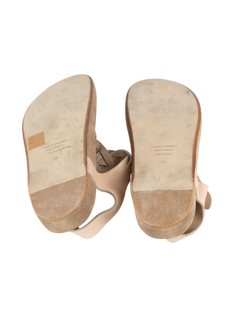 Nudefarbene Brook-Sandalen aus Leder mit geflochtenem Riemen Größe IT 38 Damen im Angebot