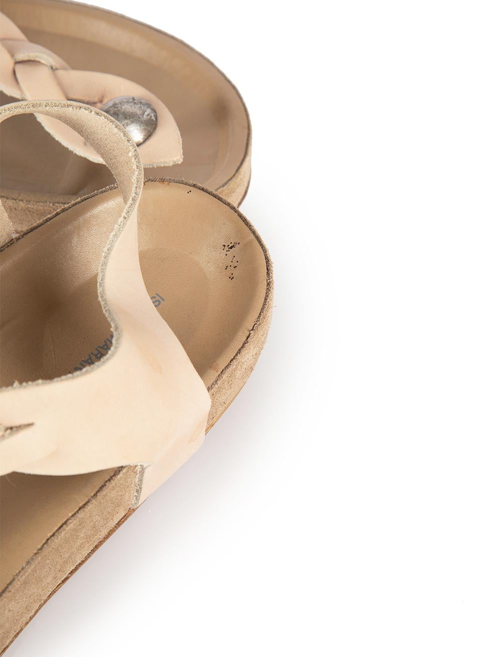 Nudefarbene Brook-Sandalen aus Leder mit geflochtenem Riemen Größe IT 38 im Angebot 1