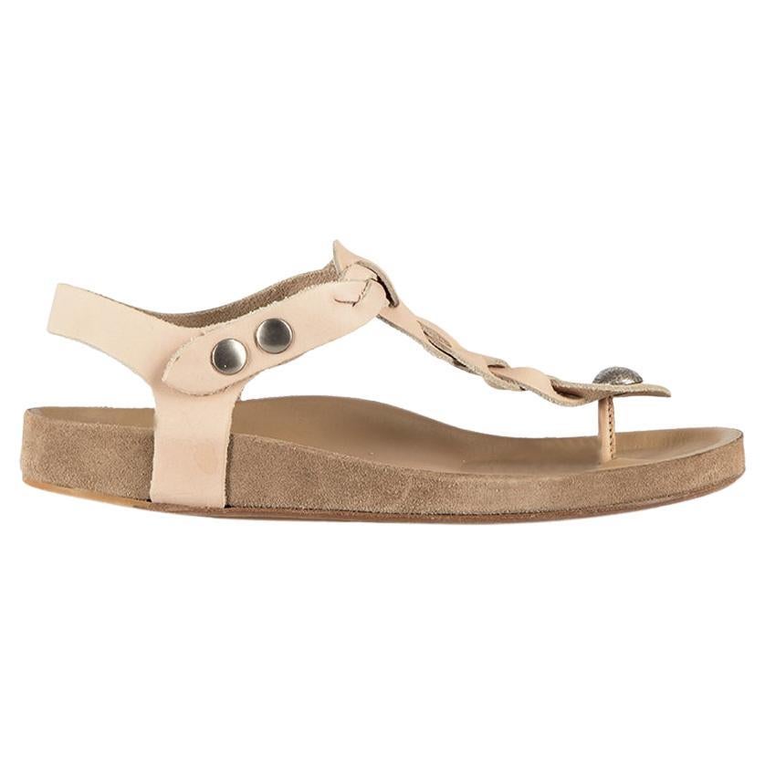 Nude Leather Brook Braid Strap Sandals Size IT 38 For Sale