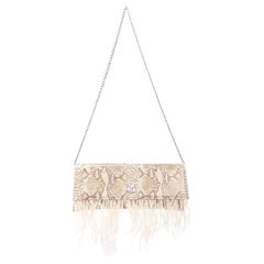 Used Nude leather ostrich feathers shoulder bag NWOT