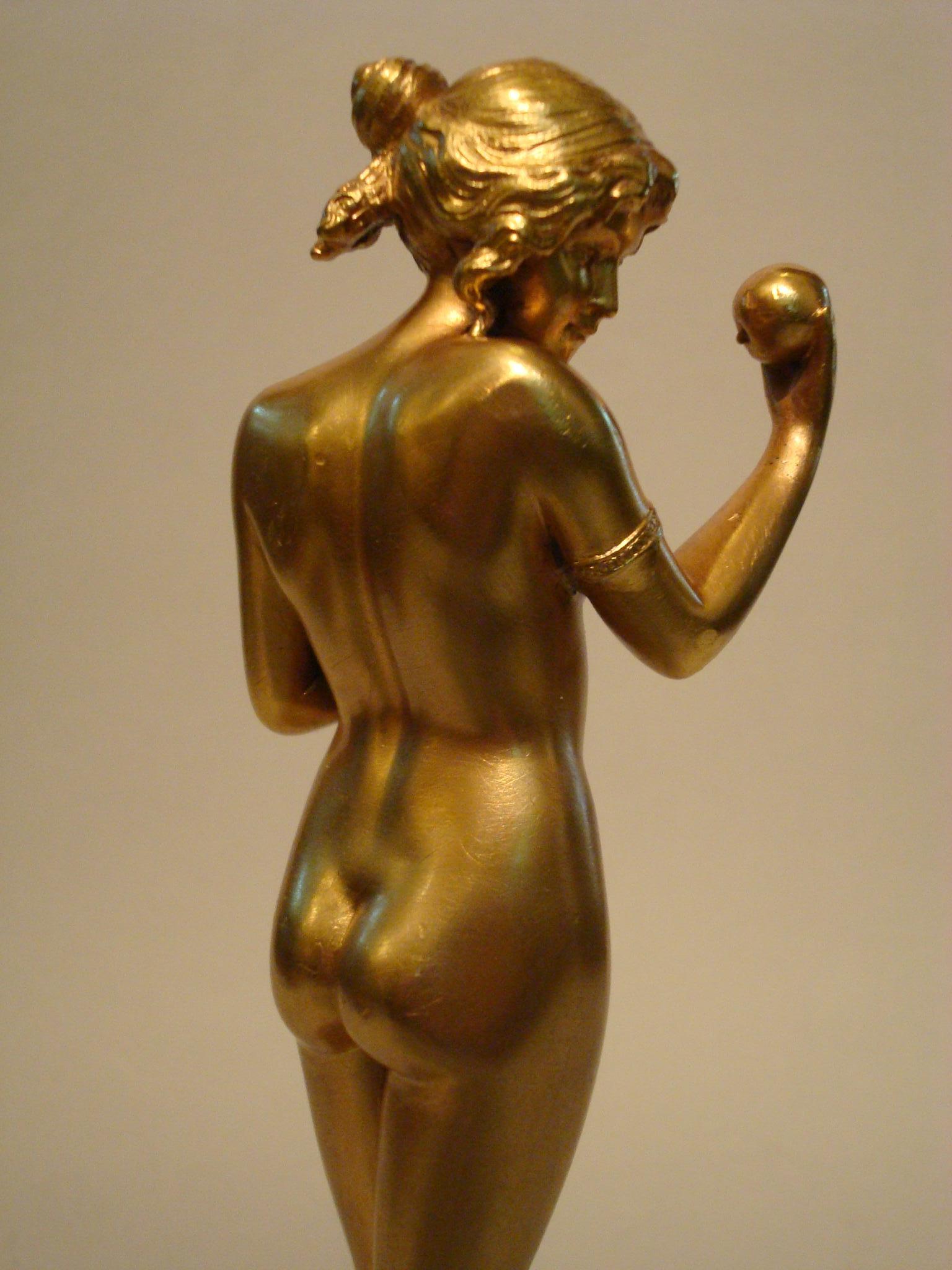 Nude Maiden Gilt Bronze Sculpture by Hans Keck, Germany 1900s 5