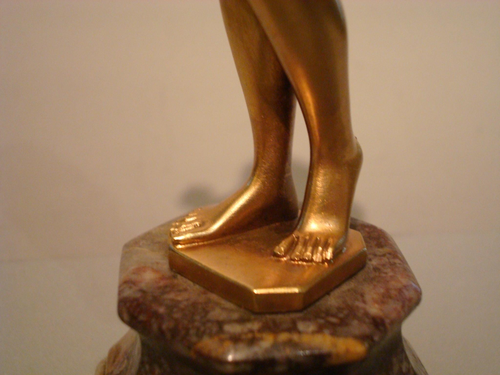 Nude Maiden Gilt Bronze Sculpture by Hans Keck, Germany 1900s 2