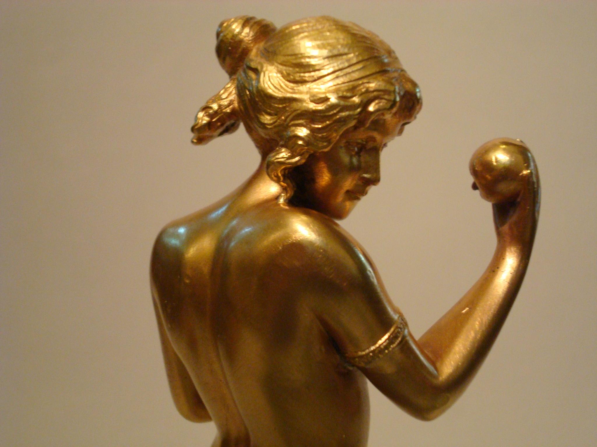 Nude Maiden Gilt Bronze Sculpture by Hans Keck, Germany 1900s 4