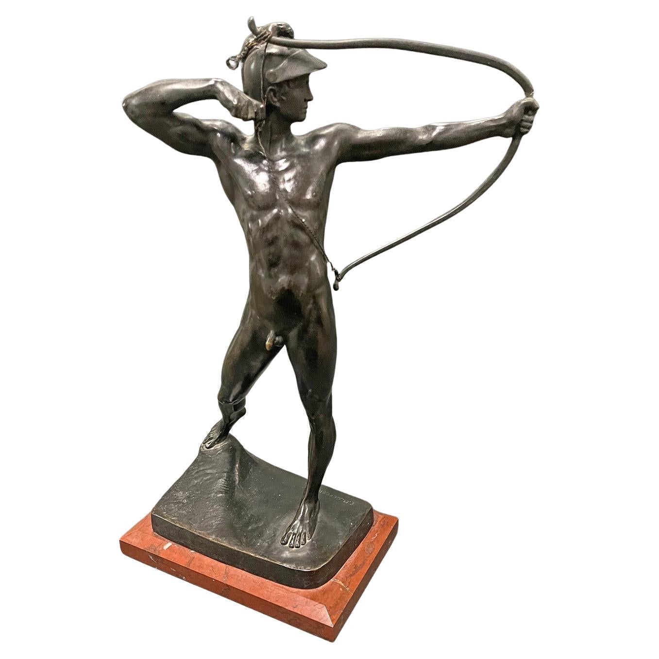 "Nude Male Archer, " Bronze by Geyger, Original Purchased by Kaiser Wilhelm II For Sale