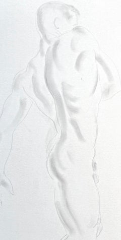 "Nude Male Boxer", Ghostly Drawing by Cecil de Blaquiere Howard, 1930s