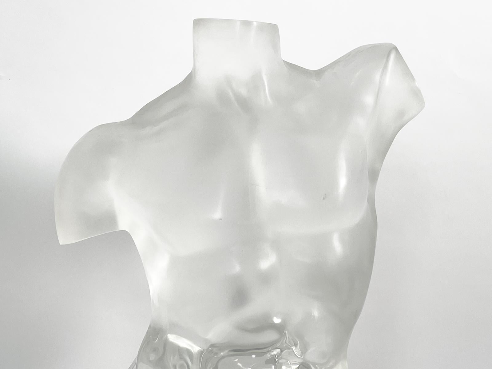 Nude Male Sculpture in Solid Lucite For Sale 3