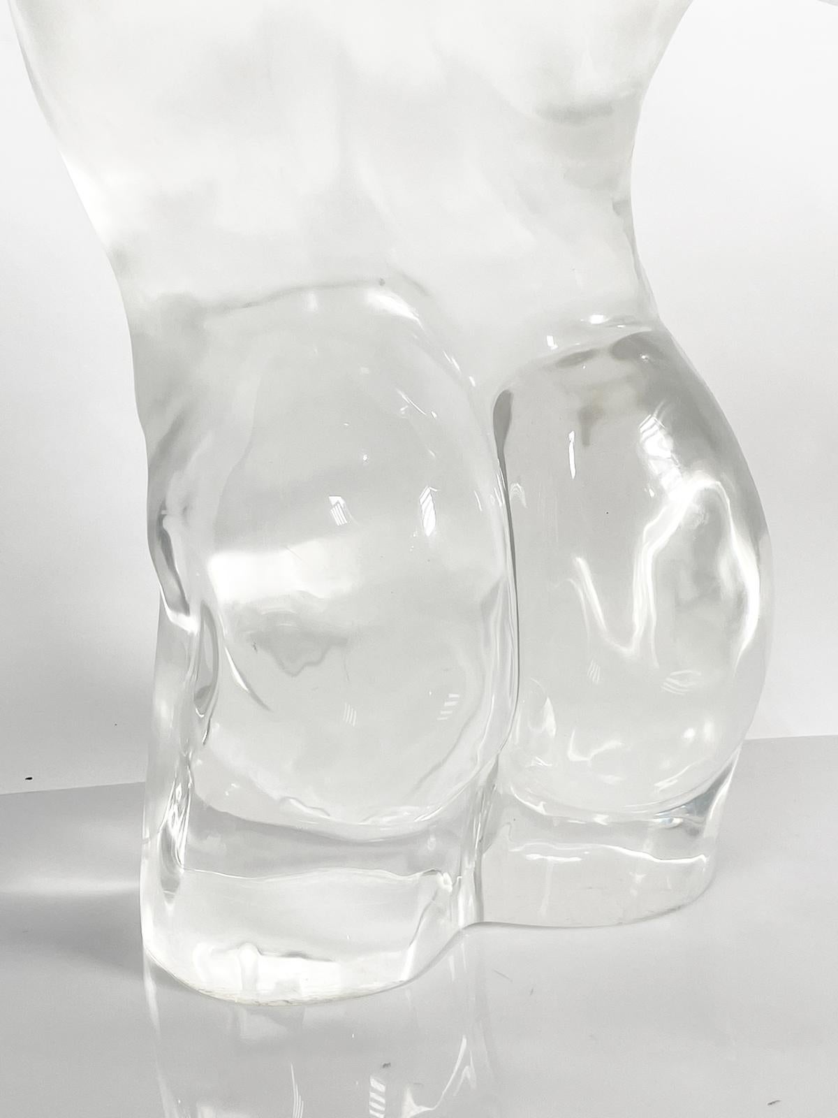 Nude Male Sculpture in Solid Lucite For Sale 5