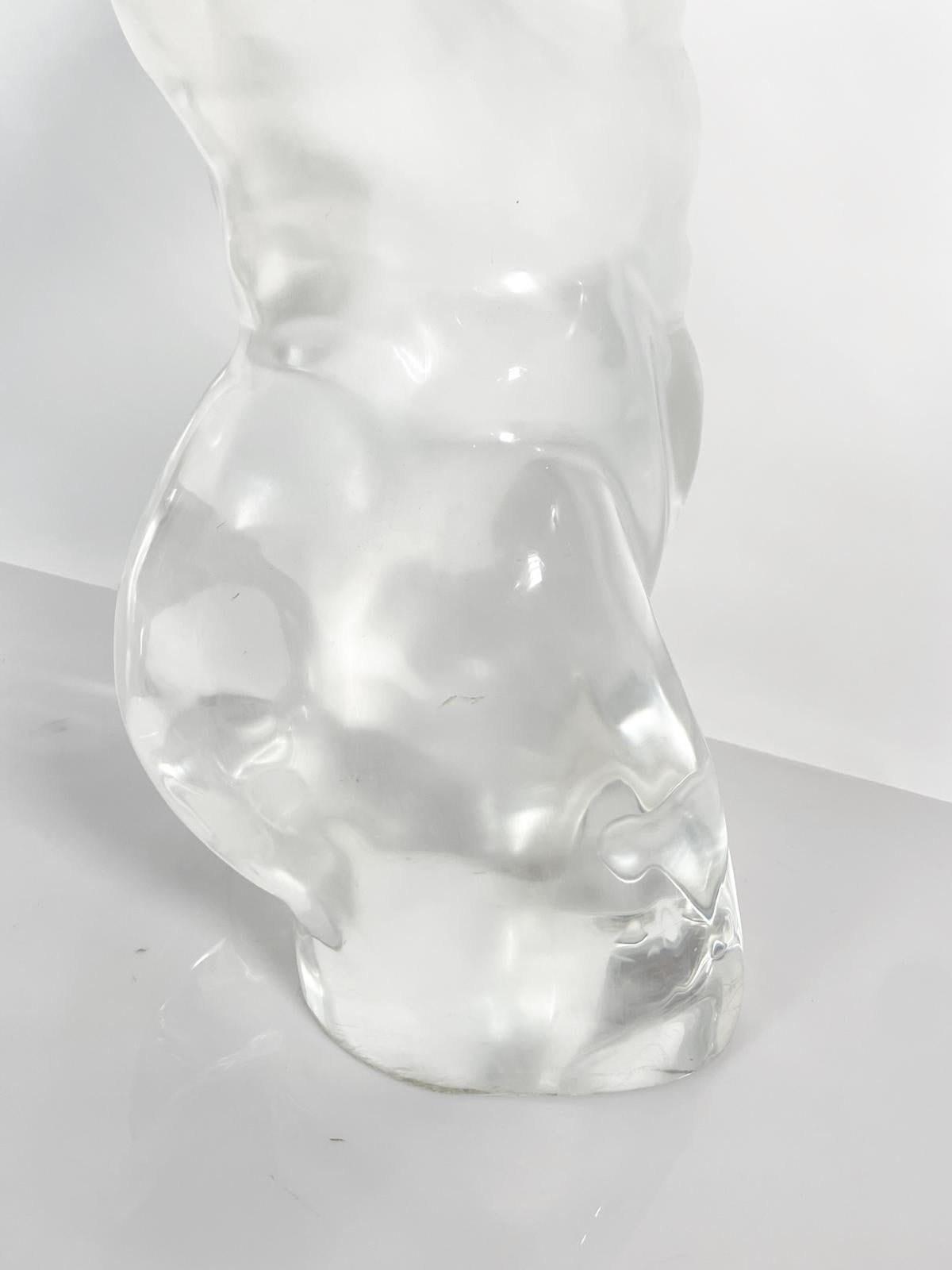 Nude Male Sculpture in Solid Lucite For Sale 6