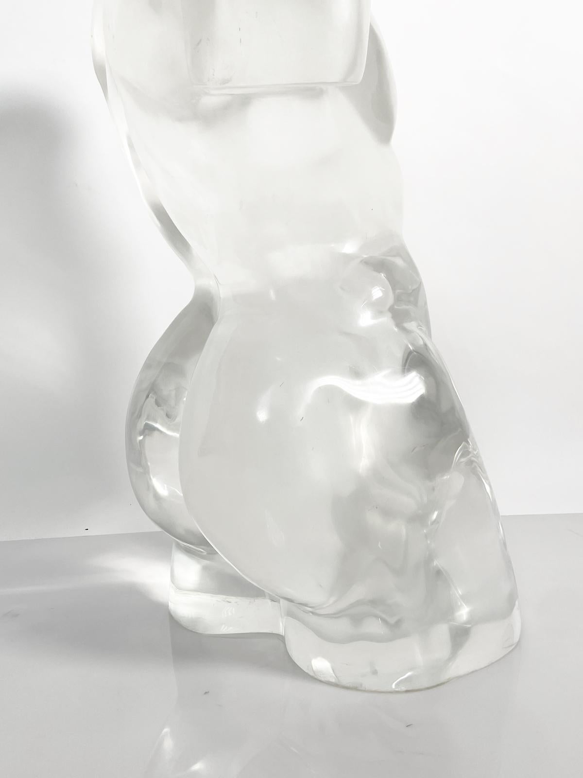 Nude Male Sculpture in Solid Lucite For Sale 7