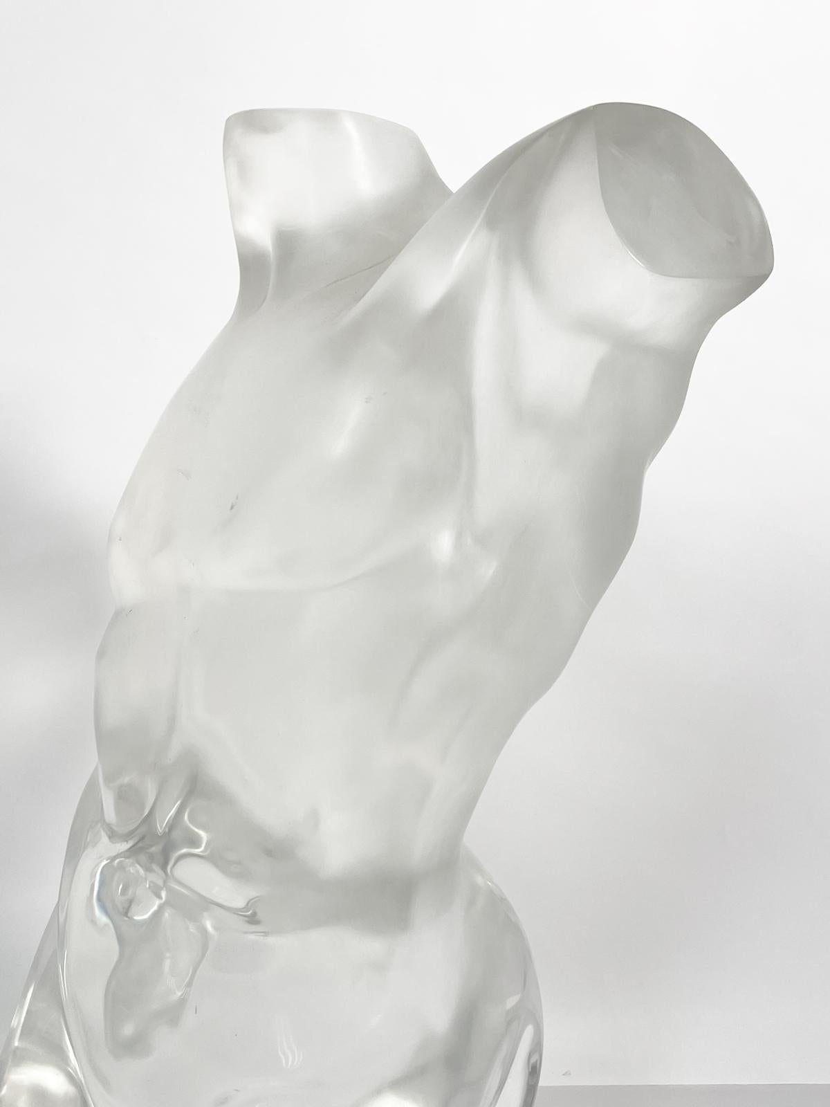 Nude Male Sculpture in Solid Lucite For Sale 8