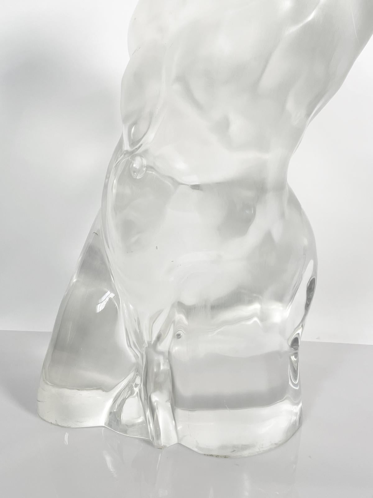 Nude Male Sculpture in Solid Lucite For Sale 9