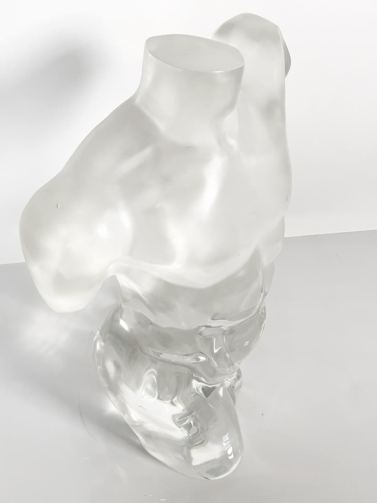 Nude Male Sculpture in Solid Lucite In Good Condition For Sale In Los Angeles, CA
