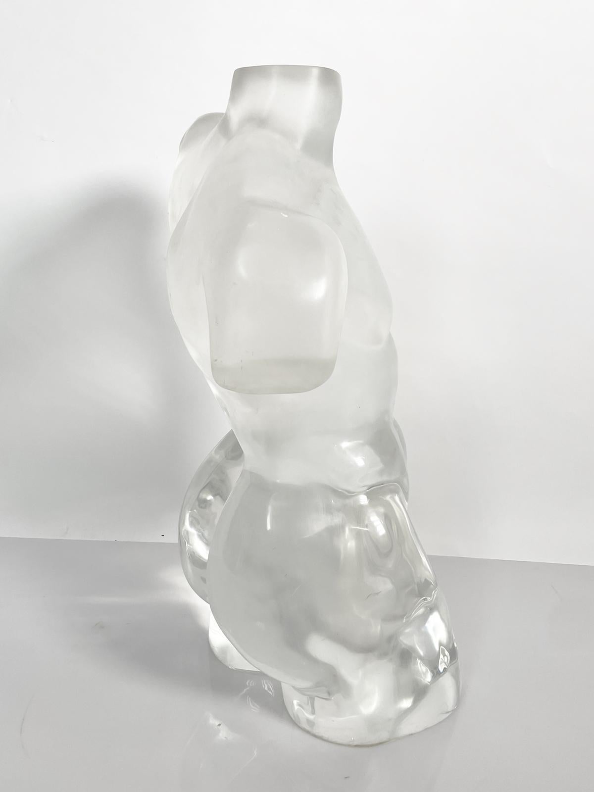 Mid-20th Century Nude Male Sculpture in Solid Lucite For Sale