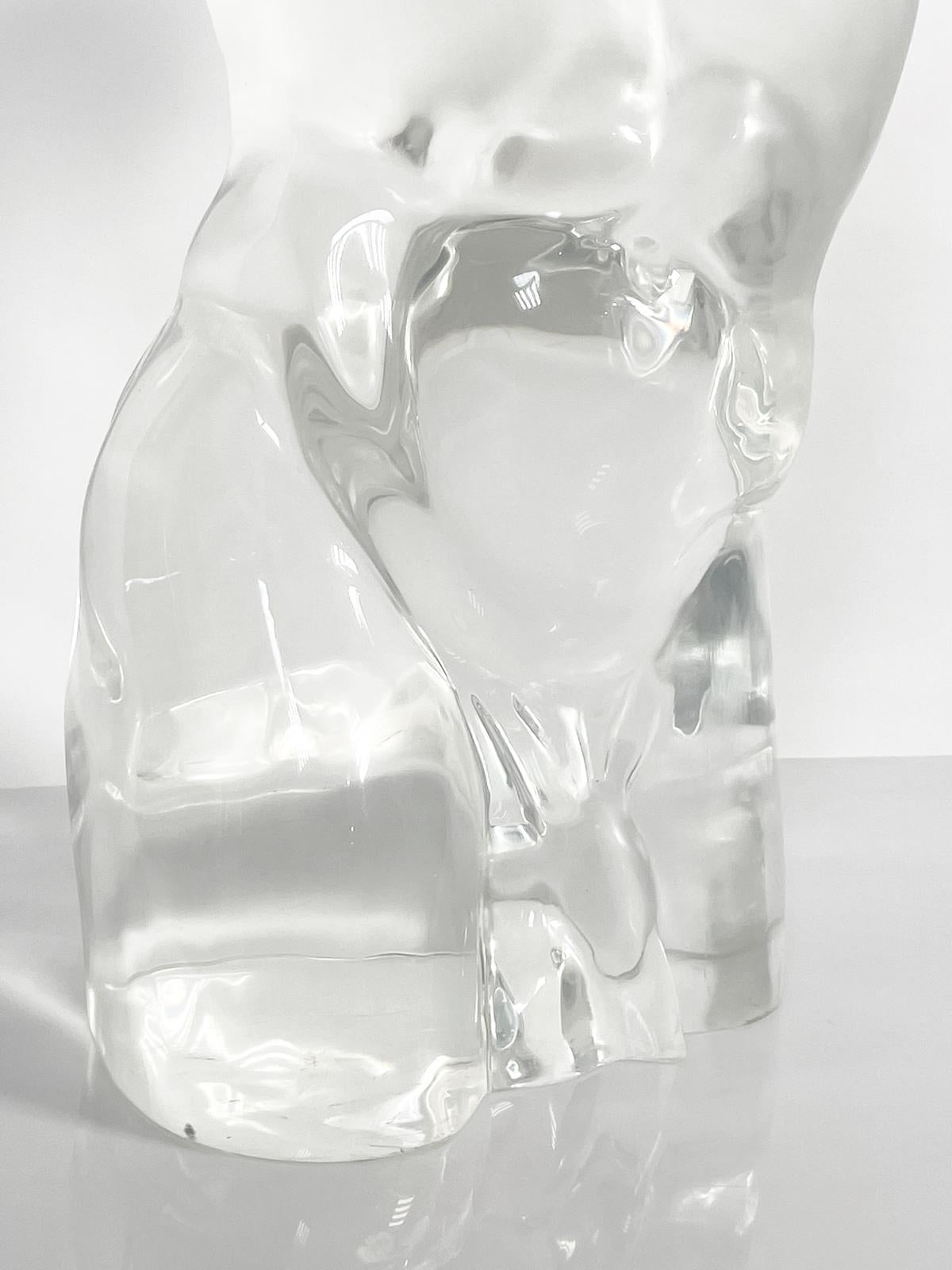 Nude Male Sculpture in Solid Lucite For Sale 2