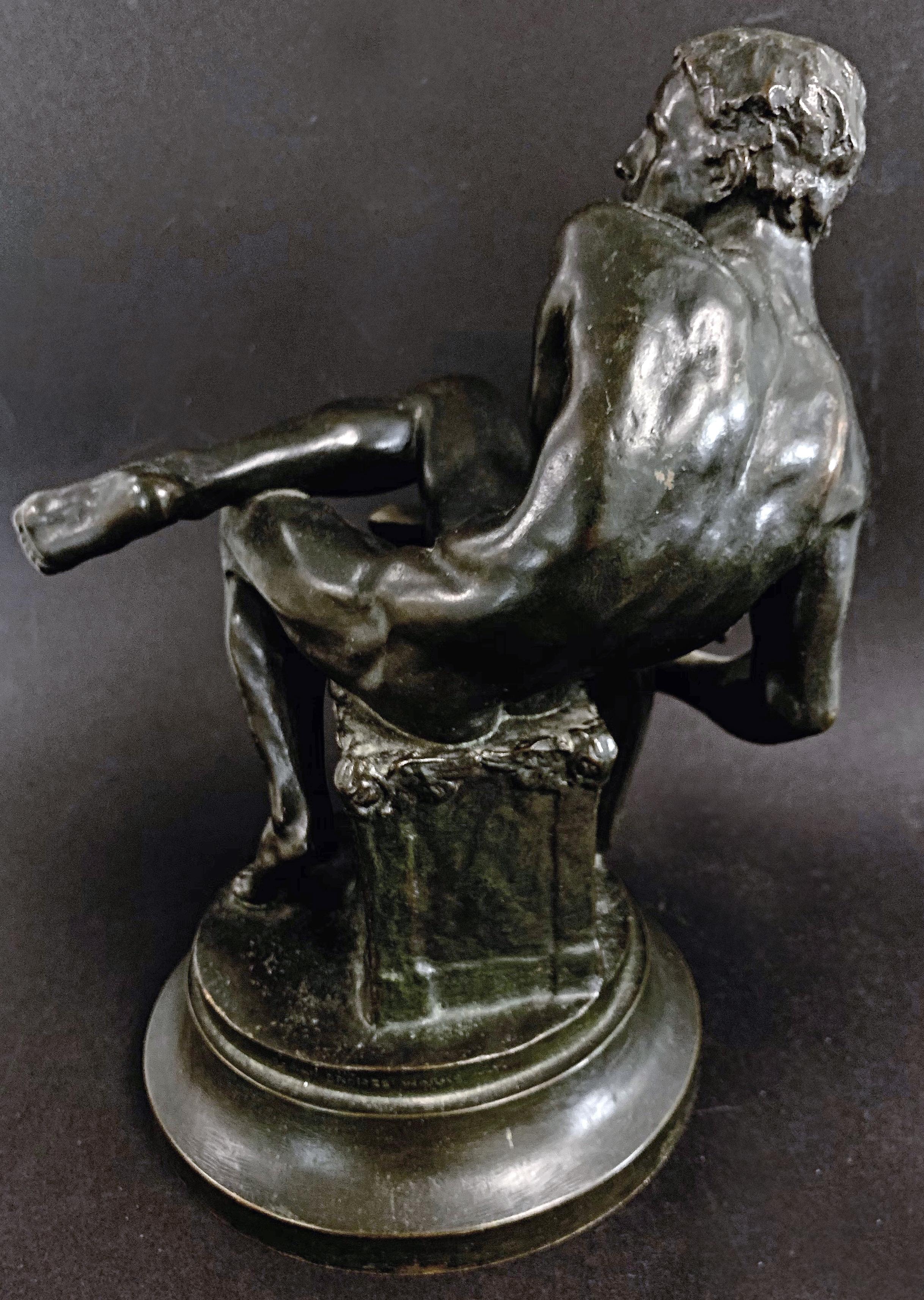 „Frauenlicher Akt mit Leier“, seltene Bronzeskulptur von Cummings, San Francisco Künstler im Zustand „Hervorragend“ im Angebot in Philadelphia, PA