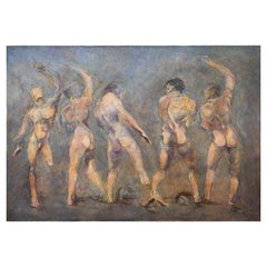 "Nude Males in Motion" - Oil on Canvas - D. King Circa 1994
