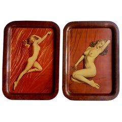 Nude Marilyn Monroe Pin Up Cocktail Trays, circa  1950s
