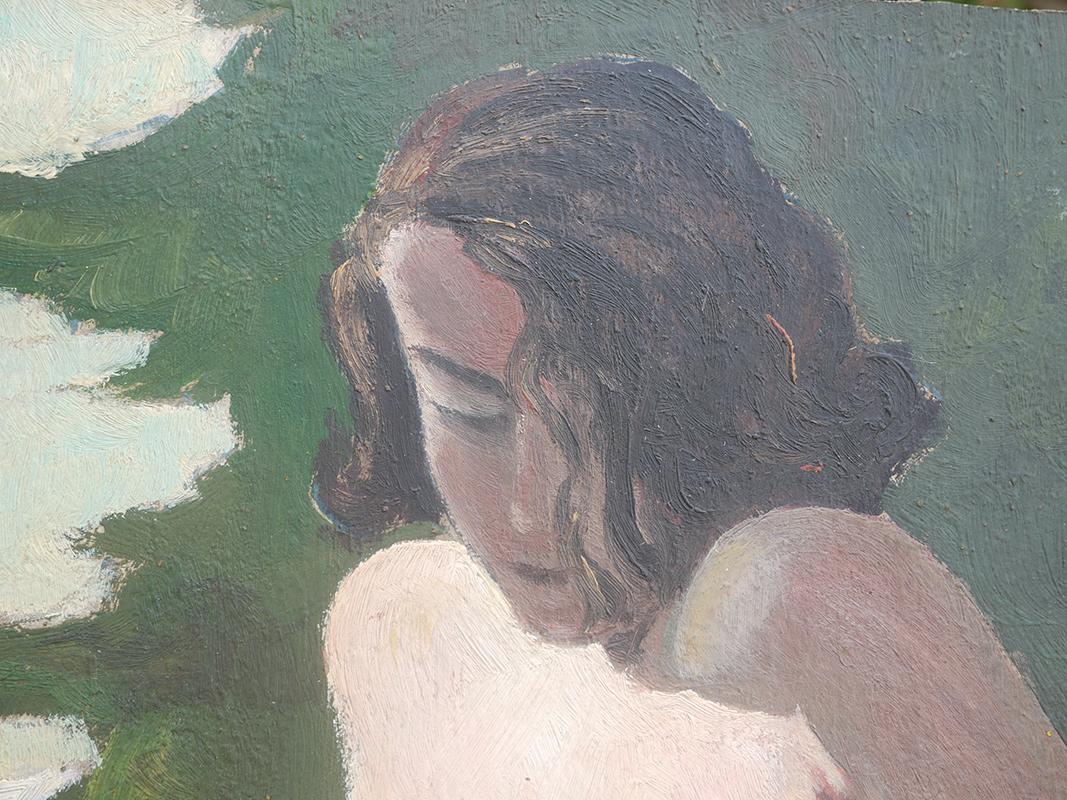 Nude oil on cardboard painting, Max Goller, 1920 In Good Condition In Albignasego, IT