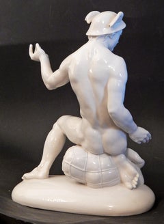 "Nude Mercury, " Unique Porcelain Sculpture by Mauritius Pfeiffer for Volkstedt