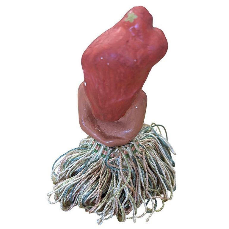 Nude Mid-century Pin Up Hula Girl Art Pottery Bust w/ Yarn Skirt In Good Condition For Sale In Van Nuys, CA