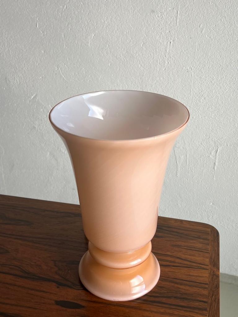 Swedish Nude Milk Cased Glass Table Lamp, Sweden 1960s For Sale