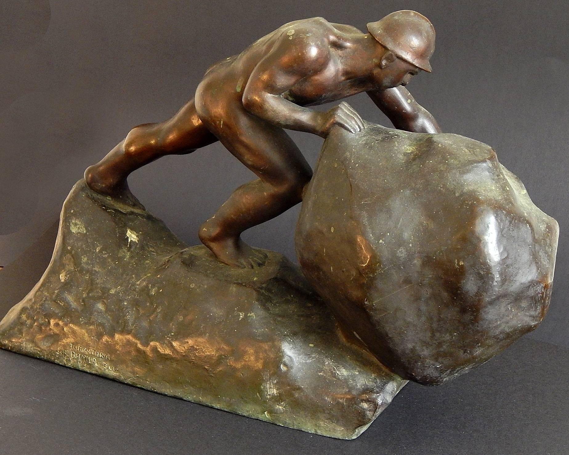 This bronze is a fine example of art that glorified and honoured the 20th century worker, a theme that was sounded by sculptors and painters throughout Europe and America through the Belle Epoch and Art Deco periods. It was sculpted by an Eastern