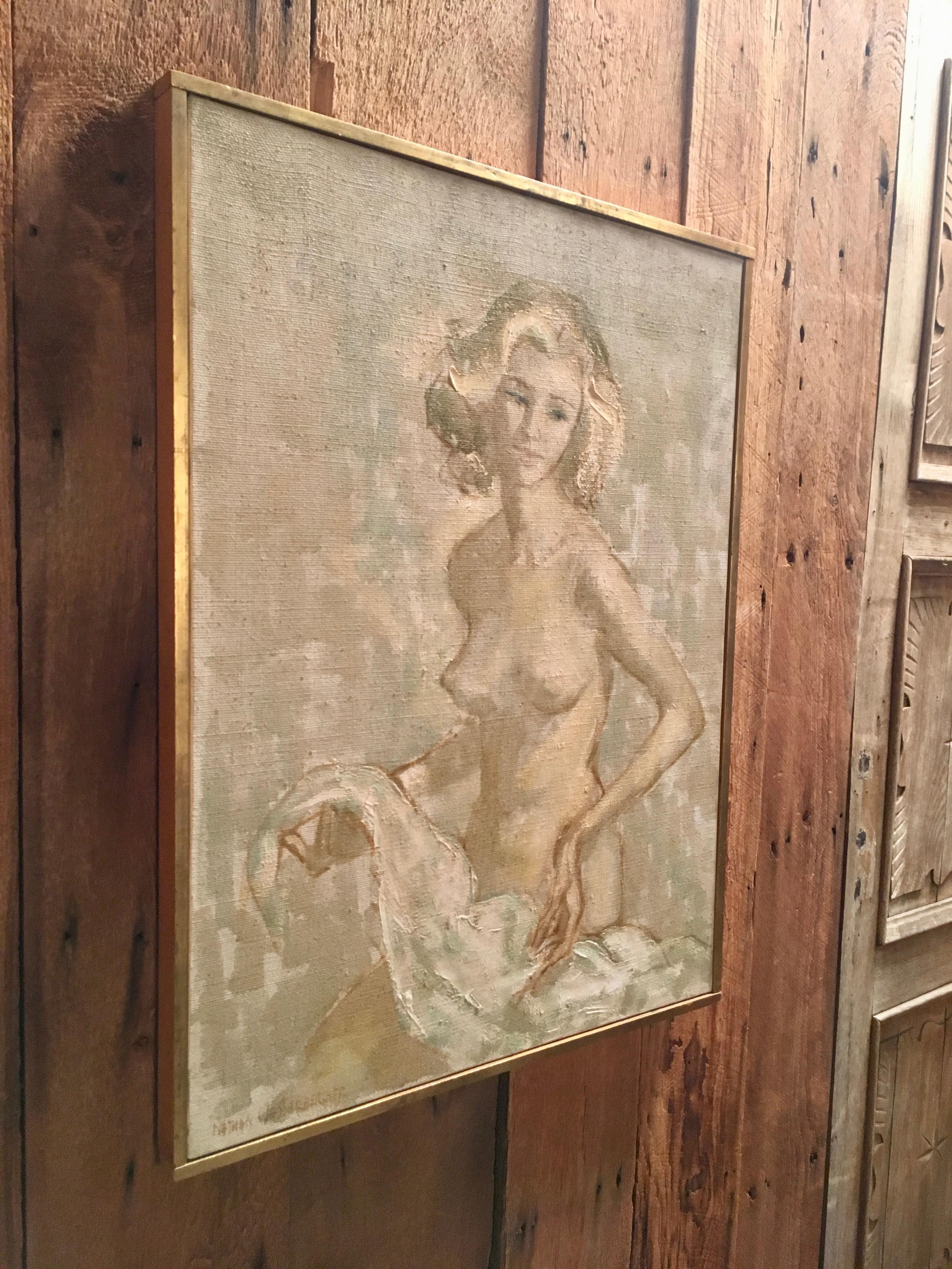 Mid-Century Modern  Nude, Oil Painting by Nathan Wasserberger, circa 1960