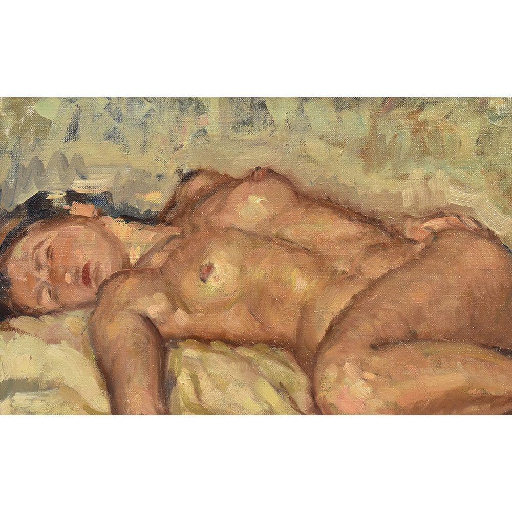 Art Deco Nude Oil Painting, Nude Woman Oil Painting, Art Déco, Fernand Majorel