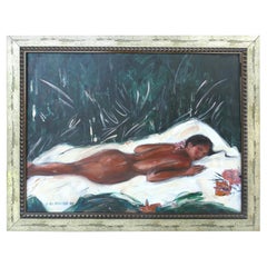 Vintage Nude Painting by Estonian born Artist Sirje Okas Ainso titled "La Siesta"