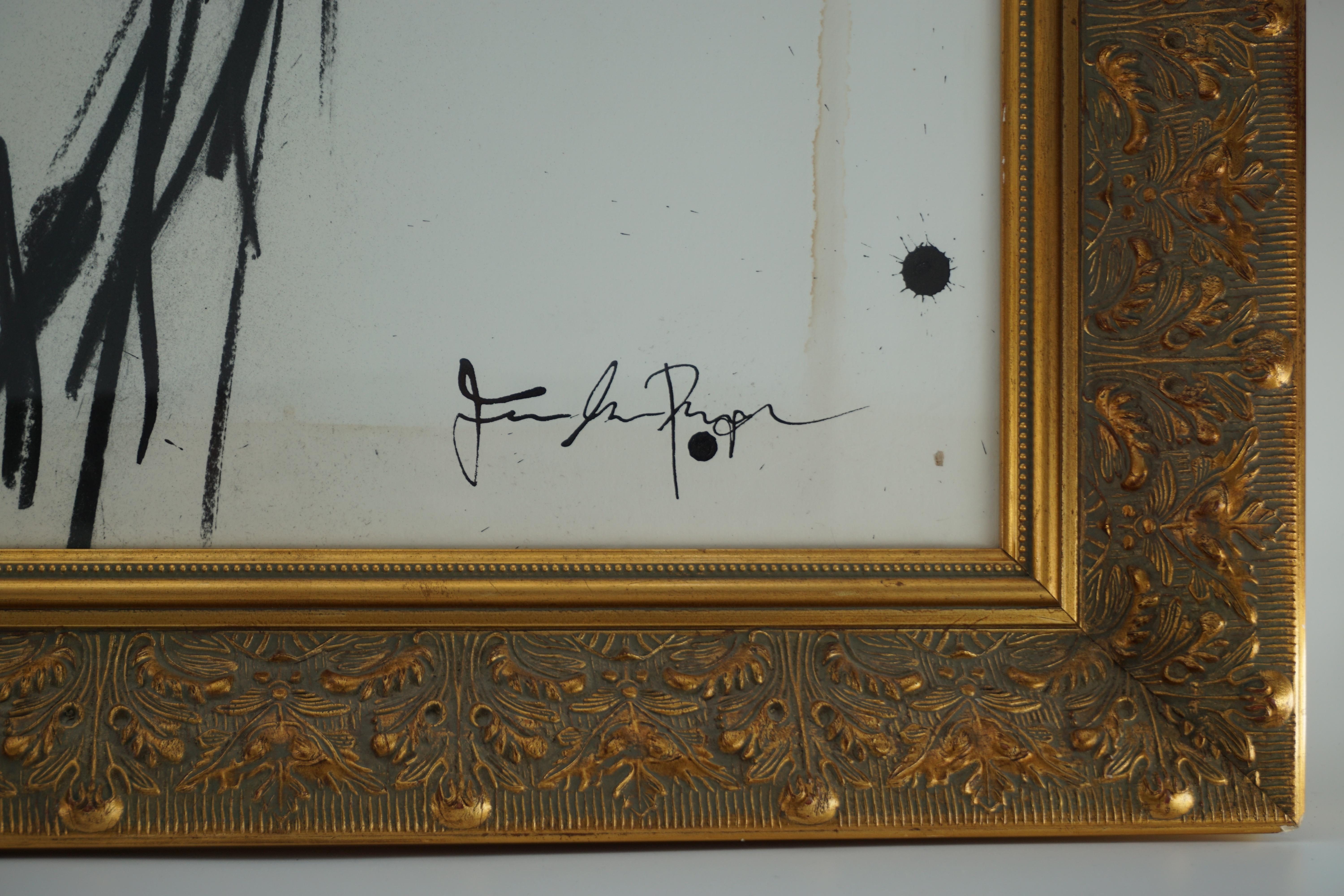 Nude Painting by Jenna Snyder-Phillips, 2012, with Gold Frame, Sumi Ink on Paper 2