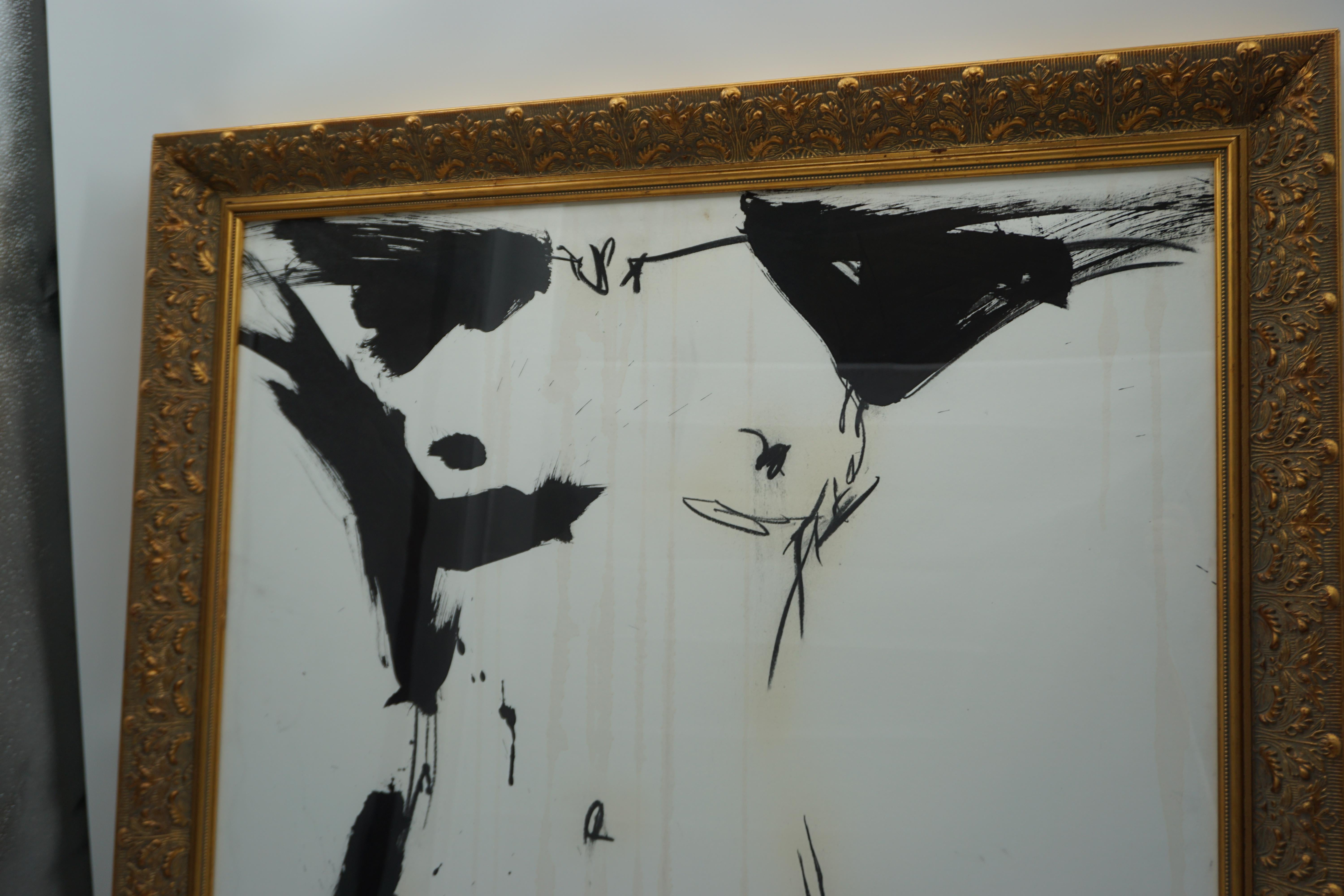 Nude Painting by Jenna Snyder-Phillips, 2012, with Gold Frame, Sumi Ink on Paper 7