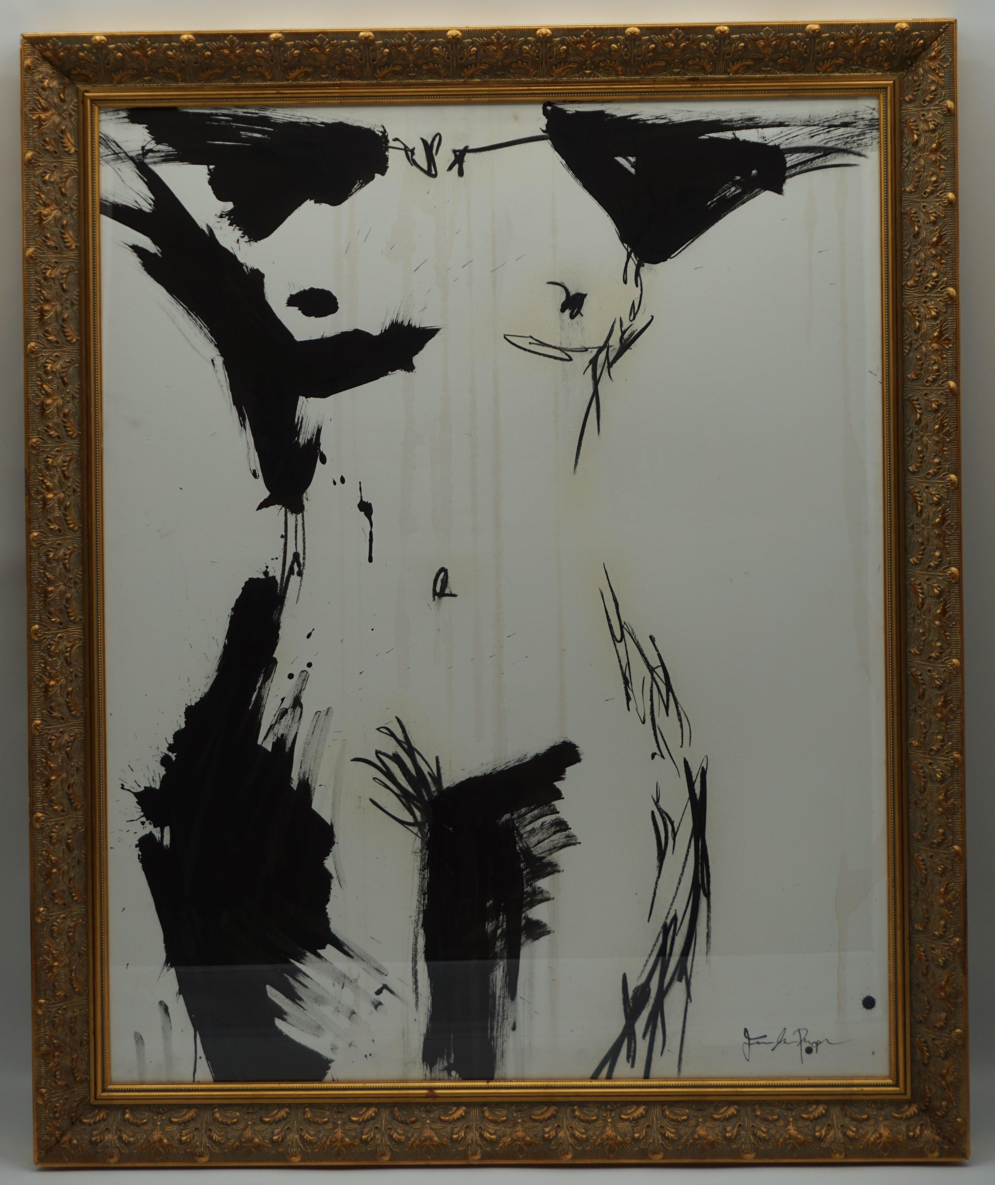 Nude Painting by Jenna Snyder-Phillips, 2012, with Gold Frame, Sumi Ink on Paper 8