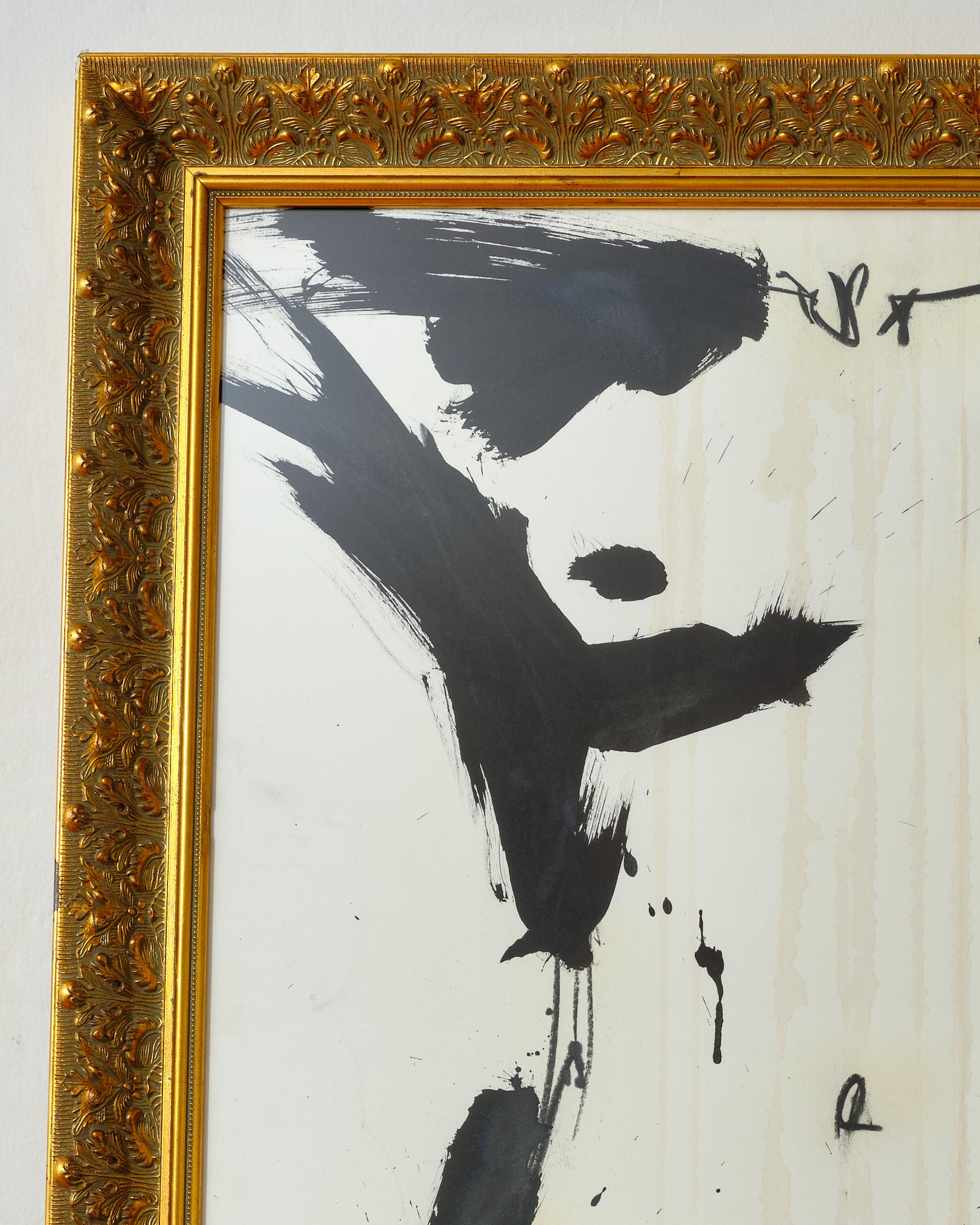 American Nude Painting by Jenna Snyder-Phillips, with Gold Frame, 2012, Sumi Ink on Paper For Sale