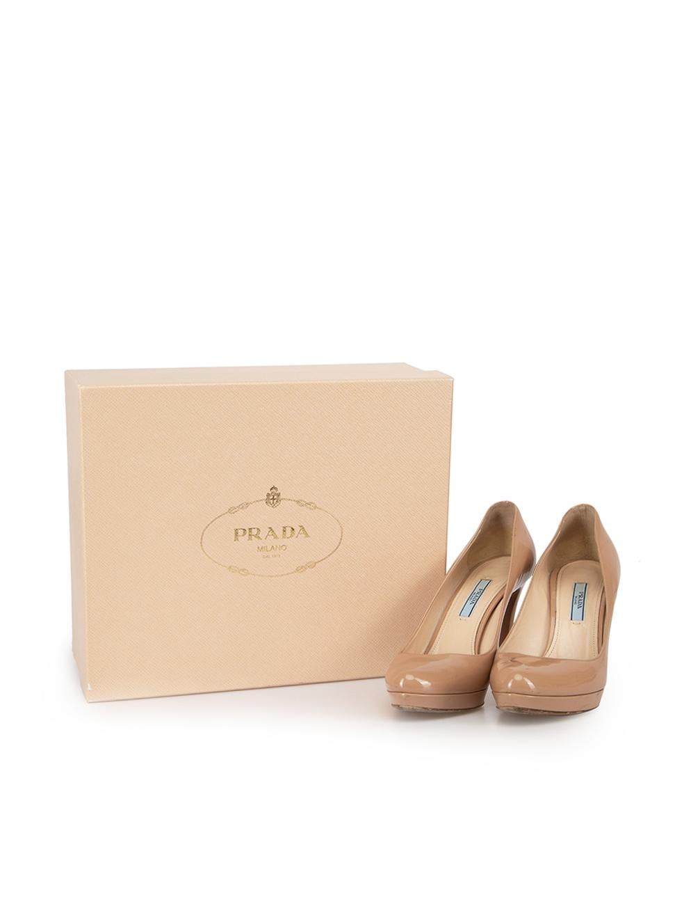 Prada Nude Patent Leather Pumps Size EU 37.5 For Sale 2