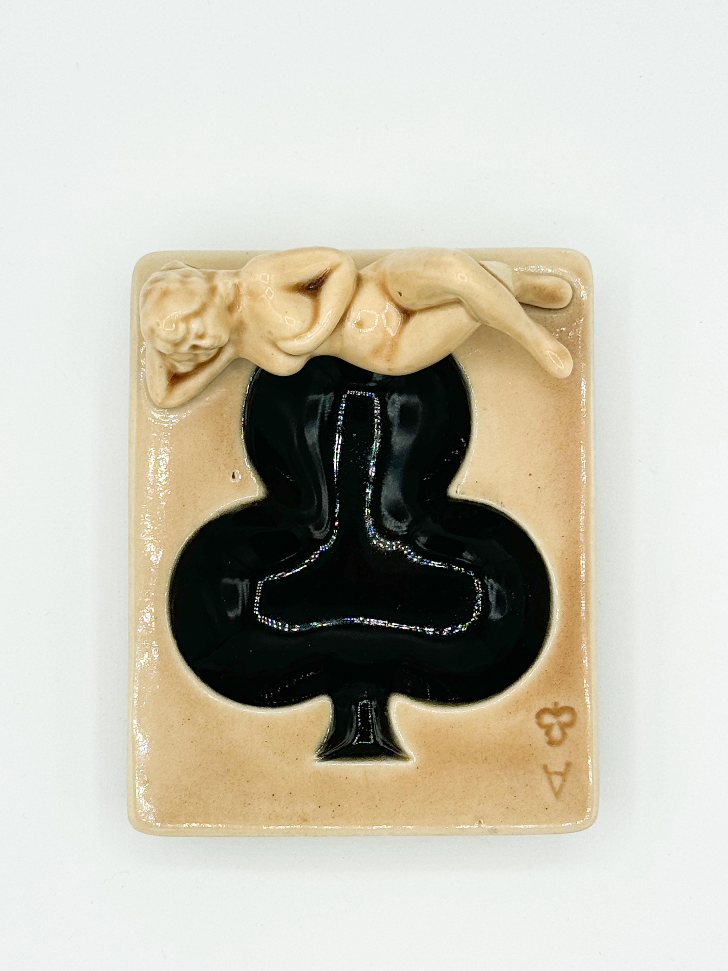 Nude Pin up Ceramic Deck Aces Card Ashtray Club Ashtray by Stafford Japan 2
