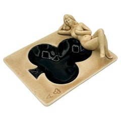 Nude Pin up Ceramic Deck Aces Card Ashtray Club Ashtray by Stafford Japan