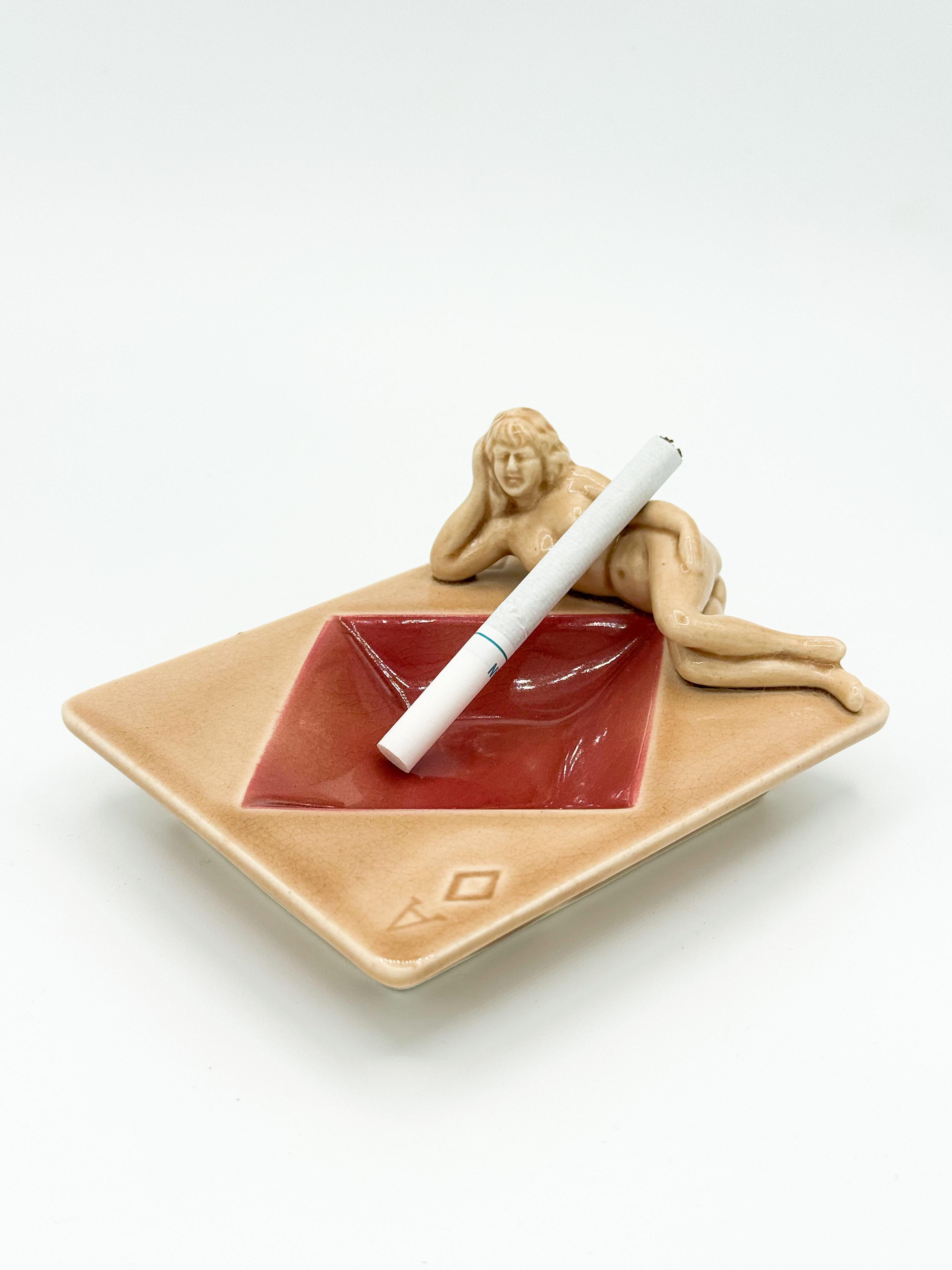Nude Pin up Ceramic Deck Aces Card Ashtray Diamond Ashtray by Stafford Japan 1