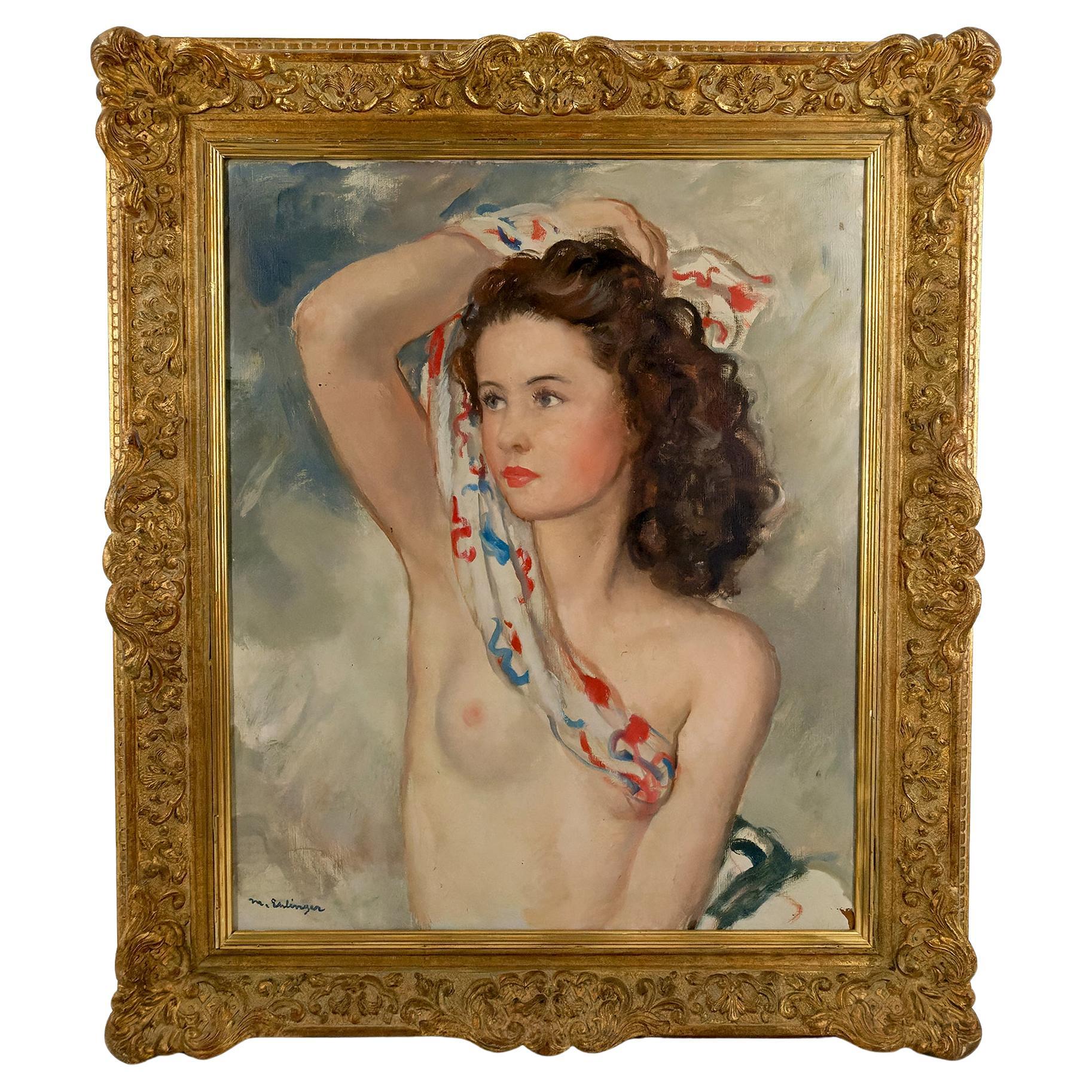 Ritratto di giovane donna nuda con sciarpa, Maurice Ehlinger, CIRCA 1940