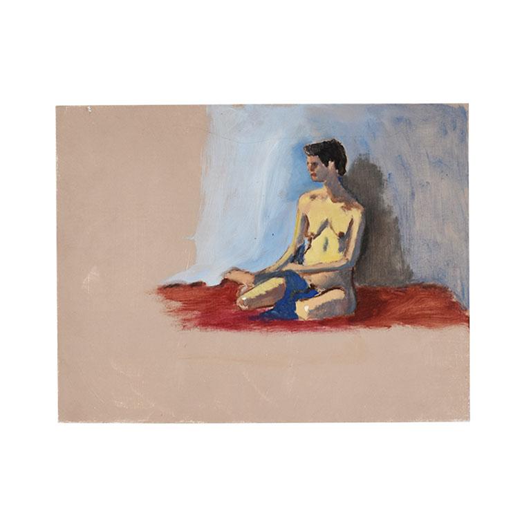 Nude Portrait Painting of a Woman in Red and Blue For Sale 1