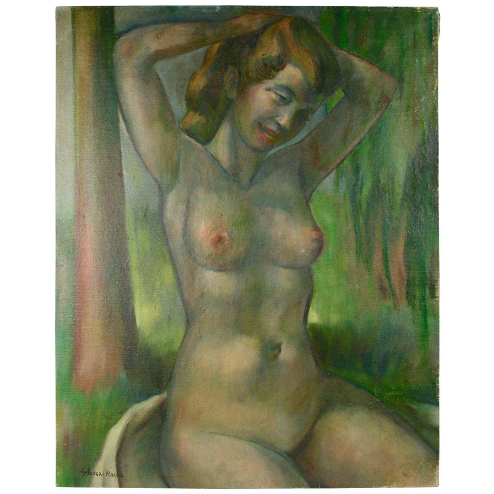 Art Deco Nude Posing Painting