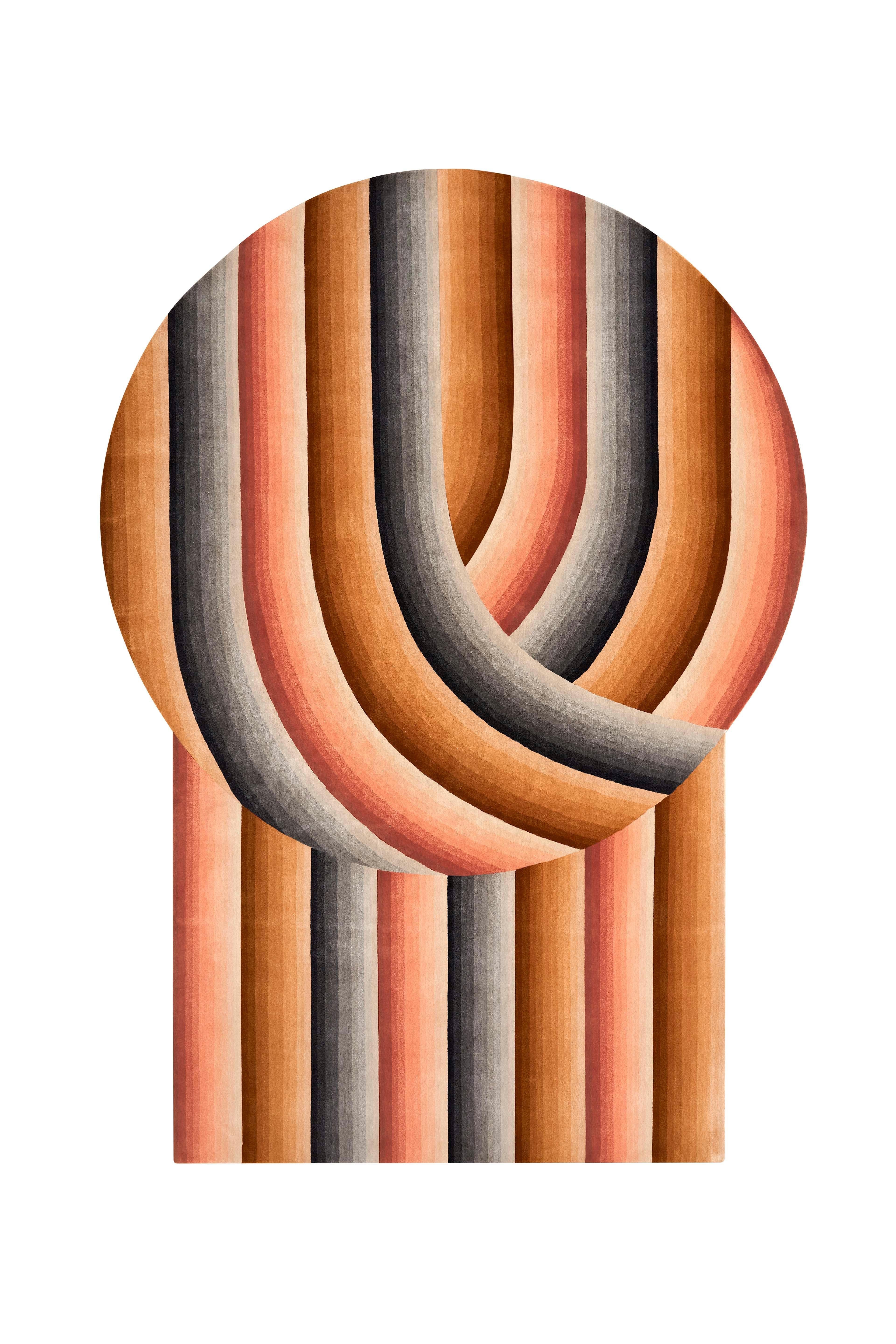 Nude Round Mirage Rug by Gandia Blasco
Design by Patricia Urquiola
Dimensions: W 210 x H 300 cm. 
Materials: Fiber composition: 100% wool. 
Weight: 20,2 kg

Passion for life outdoors, a dream come true on the edge of a cliff in the north of Ibiza.