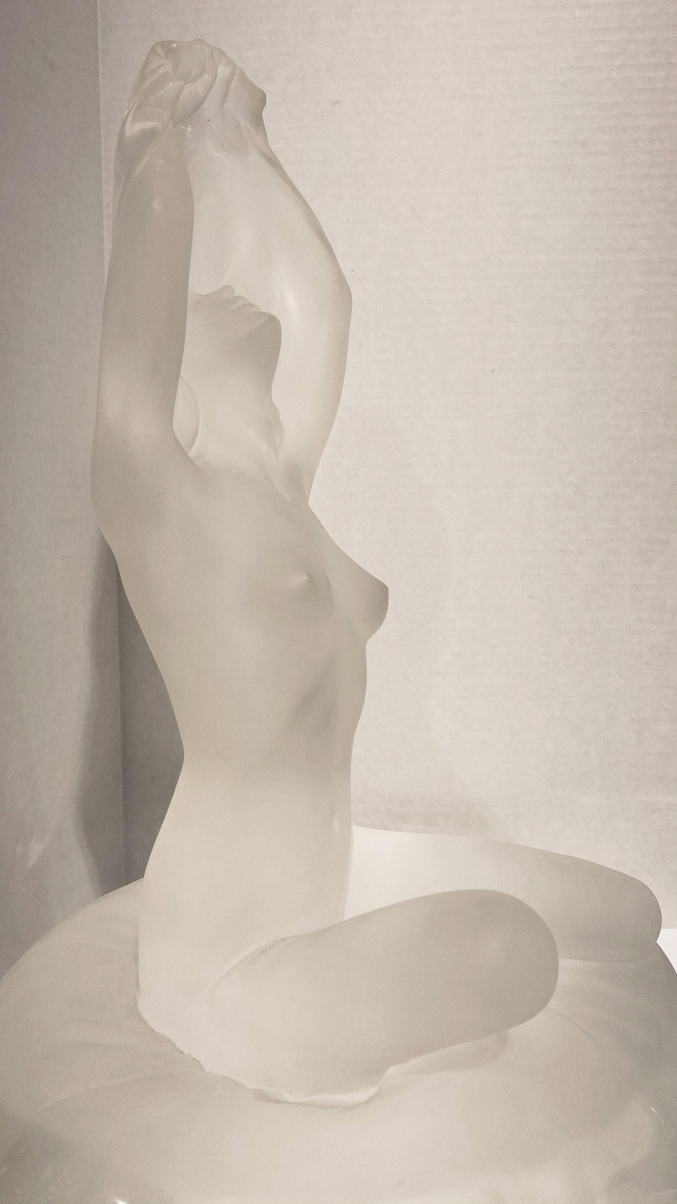 Nude Seated Female Lucite Sculpture For Sale 1