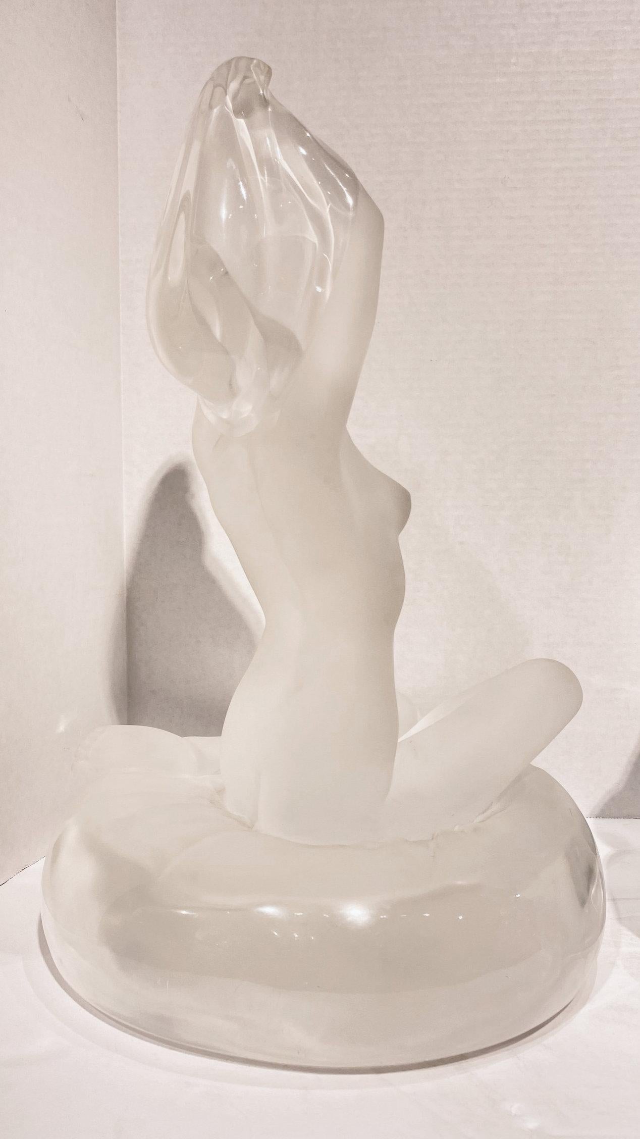 Nude Seated Female Lucite Sculpture For Sale 2