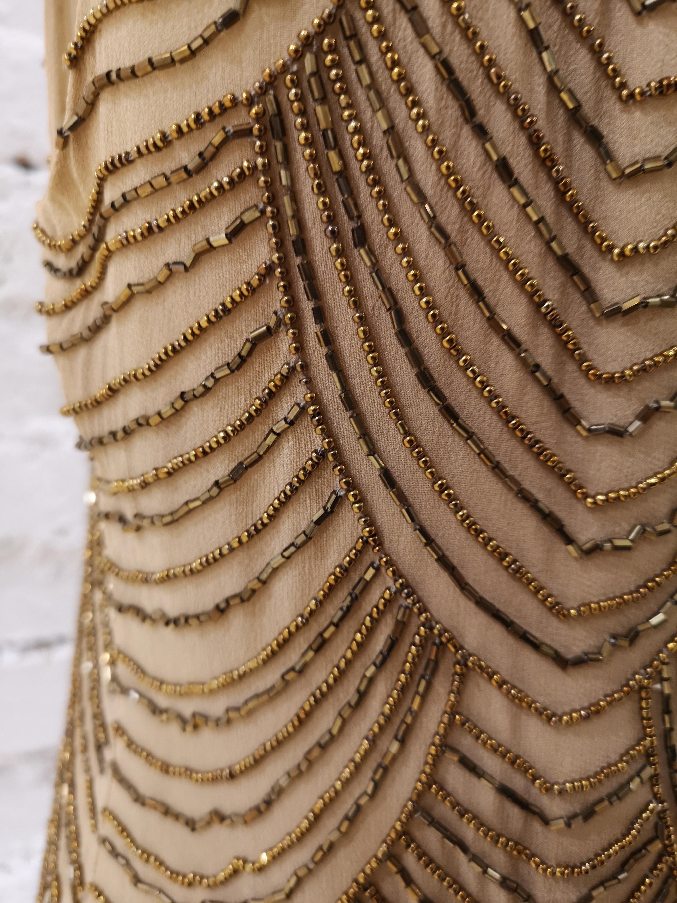 Nude silk tone with beads Dress 7